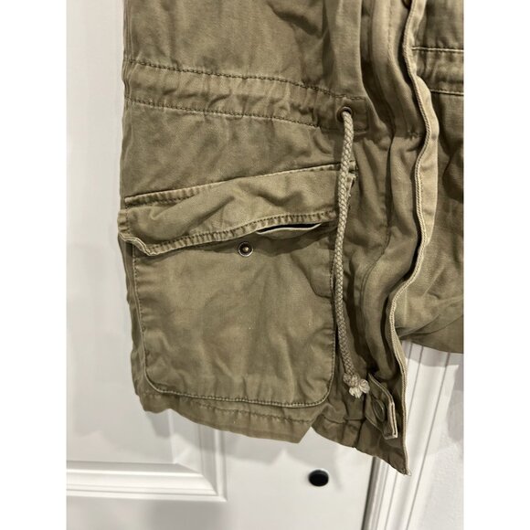 Per Se Lightweight Olive Utility Vest Multiple Pockets Drawstring Waist Sz S - Picture 4 of 10